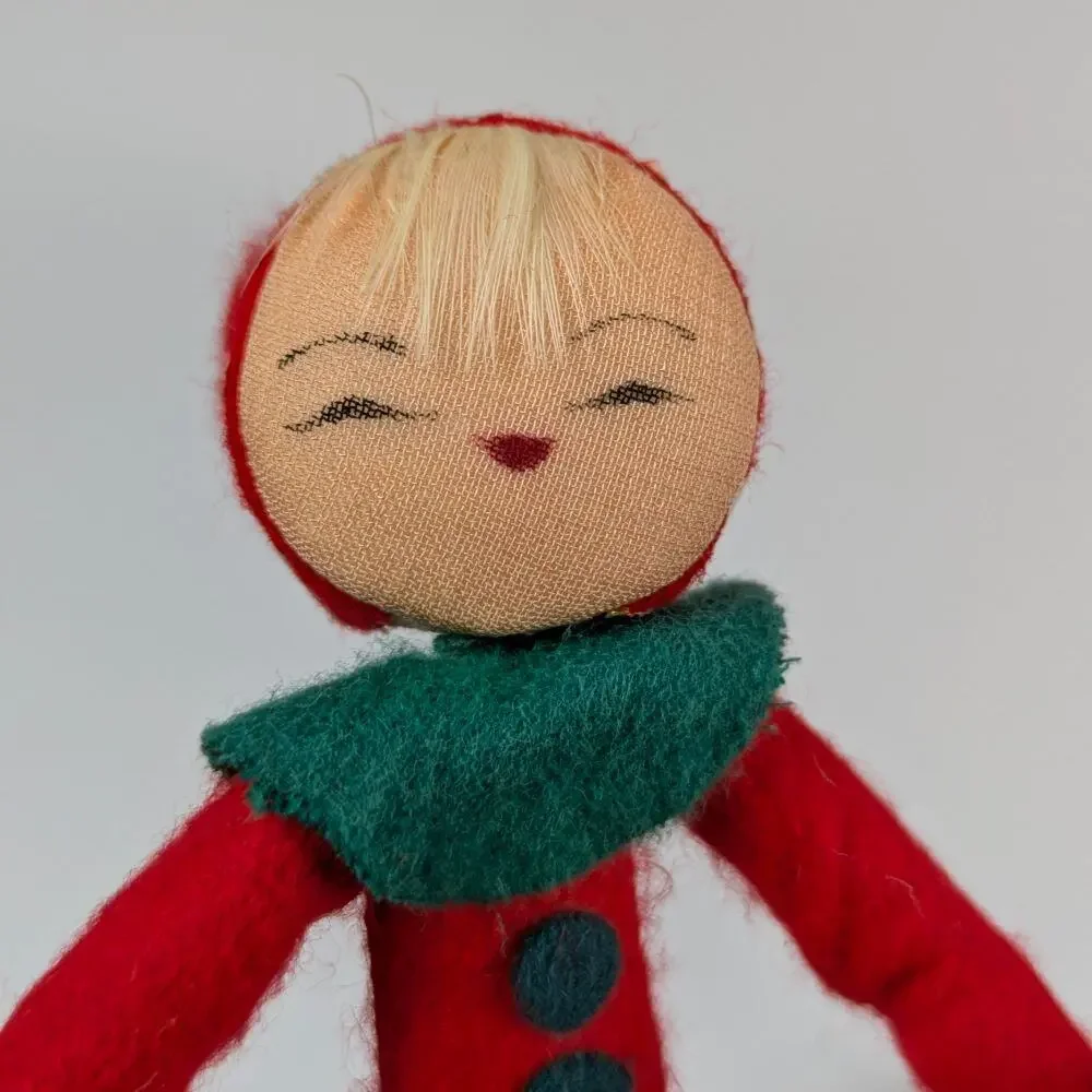 Vintage Felt Pixie Christmas Elves Poseable Christmas Holiday Decor Kitsch Nylon